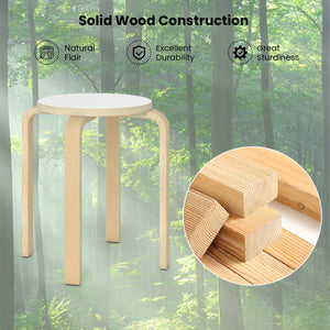 Set of 4 18 Inch Stackable Bentwood Dining Chairs with Round Top-White view 6