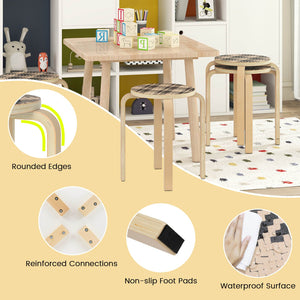 Set of 4 18 Inch Stackable Bentwood Dining Chairs with Round Top-Yellow view 9