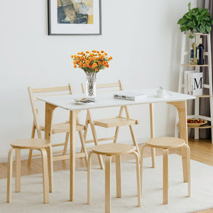 Set of 4 18 Inch Wood Home Backless Dining Chairs view 3