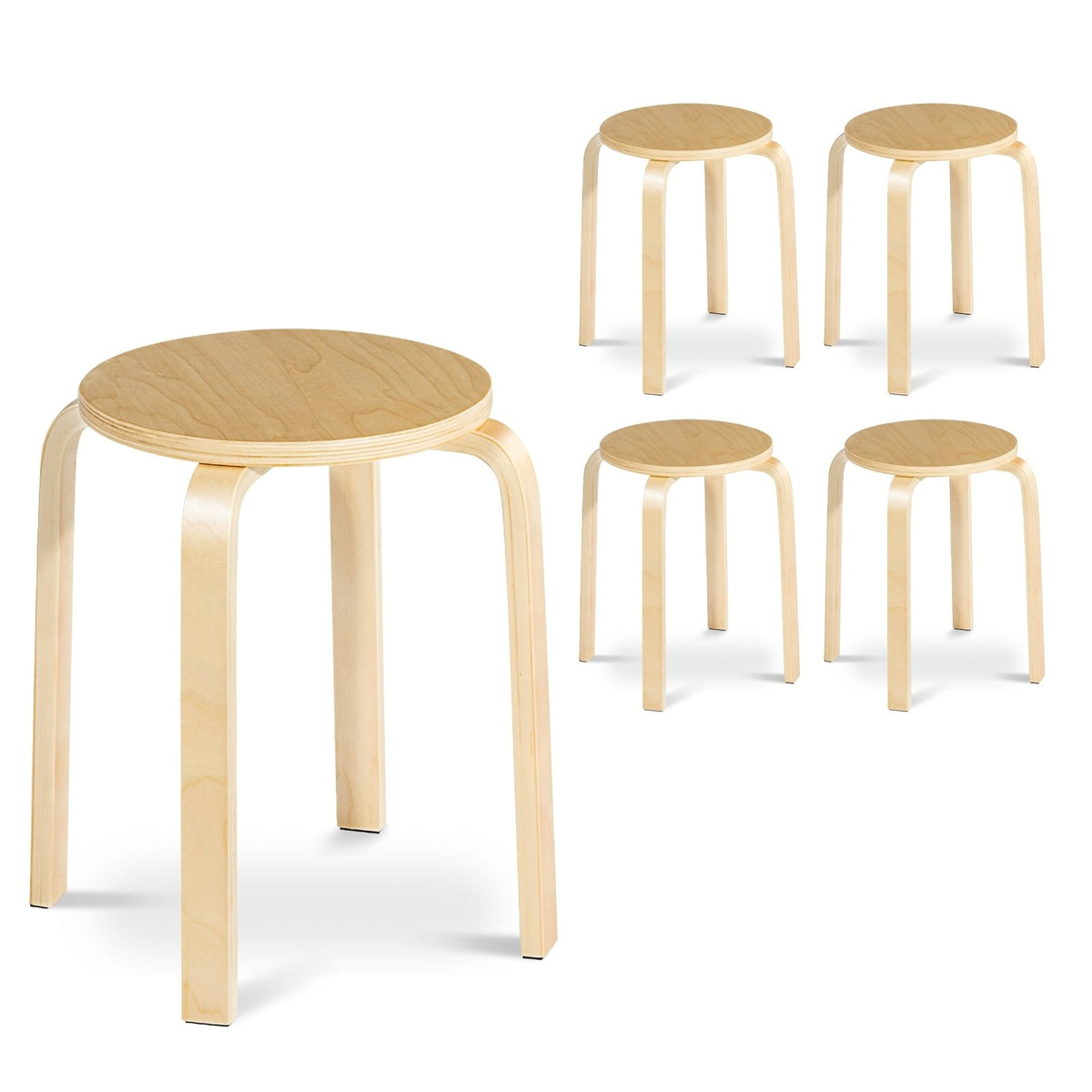 Set of 4 18 Inch Wood Home Backless Dining Chairs view 4