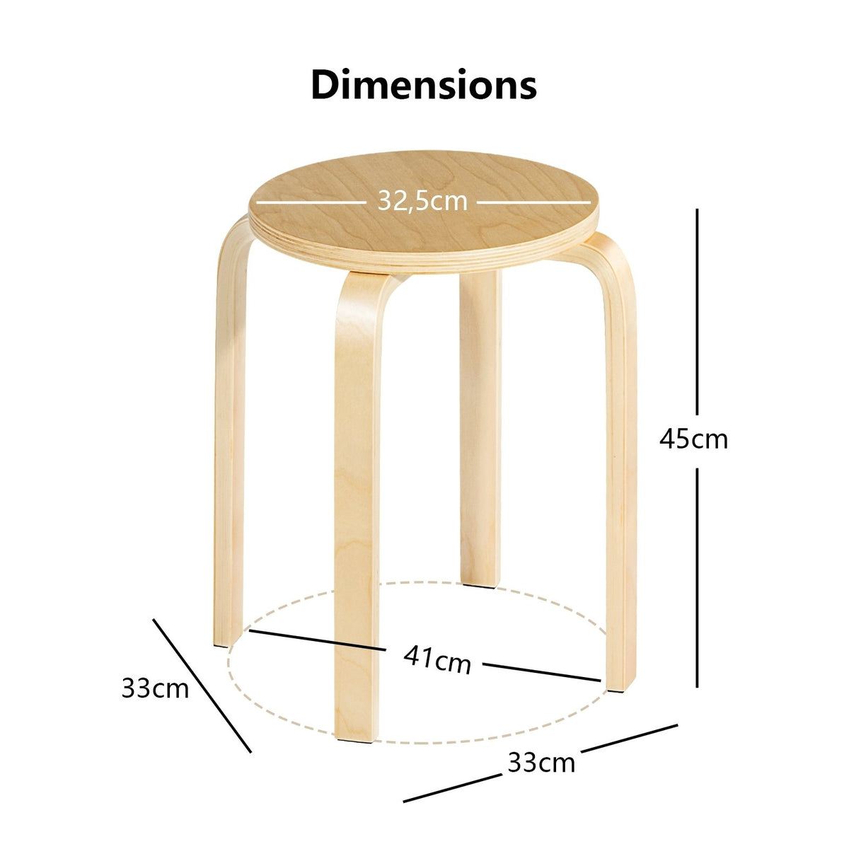 Set of 4 18 Inch Wood Home Backless Dining Chairs view 5