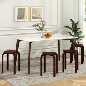Set of 4 18 Inch Stackable Bentwood Dining Chairs with Round Top-Dark Brown view 2