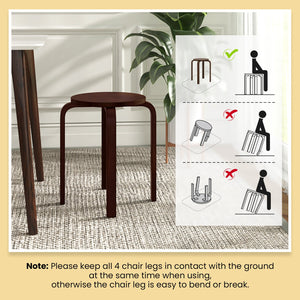 Set of 4 18 Inch Stackable Bentwood Dining Chairs with Round Top-Dark Brown view 9
