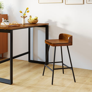 Set of 4 24 inches Industrial Rubber Wood Bar Stool with Low Back Metal Legs and Footrest view 6