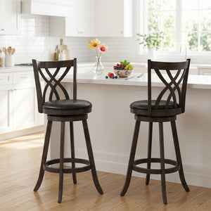 Set of 4 29 inches Counter Height Bar Stools with Rubber Wood Frame-Gray view 5