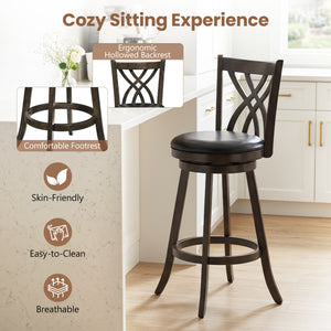Set of 4 29 inches Counter Height Bar Stools with Rubber Wood Frame-Gray view 8