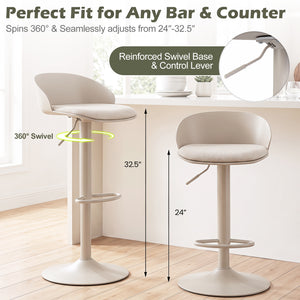Set of 4 Adjustable Swivel Bar Stools w/ Back & Footrest 330 LBS for Dining-Cream view 4