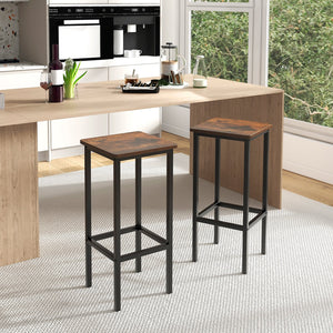 Set of 4 Bar Stool Set 26 Inch Bar Chair with Metal Legs and Footrest-Rustic Brown view 3