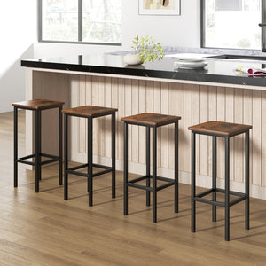 Set of 4 Bar Stool Set 26 Inch Bar Chair with Metal Legs and Footrest-Rustic Brown view 6