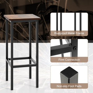 Set of 4 Bar Stool Set 26 Inch Bar Chair with Metal Legs and Footrest-Rustic Brown view 8