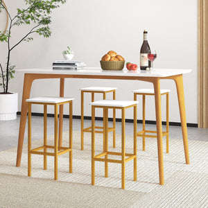 Set of 4 Bar Stool Set 26 Inch Bar Chair with Metal Legs and Footrest-White view 7