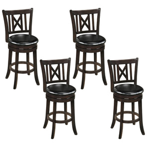 Set of 4 Bar Stools Swivel Bar Chairs with Hollowed Backrest and Footrest-26 inches