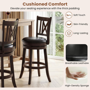 Set of 4 Bar Stools Swivel Bar Chairs with Hollowed Backrest and Footrest-26 inches view 5