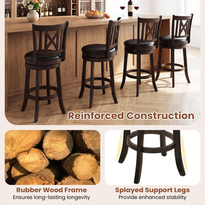 Set of 4 Bar Stools Swivel Bar Chairs with Hollowed Backrest and Footrest-26 inches view 8