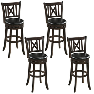 Set of 4 Bar Stools Swivel Bar Chairs with Hollowed Backrest and Footrest-30 inches
