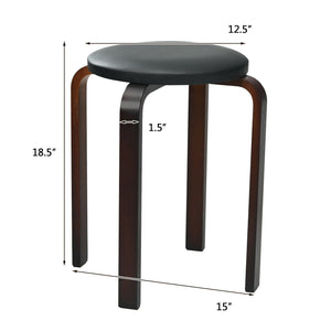 Set of 4 Bentwood Round Stool Stackable Dining Chairs with Padded Seat-Black view 5