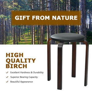 Set of 4 Bentwood Round Stool Stackable Dining Chairs with Padded Seat-Black view 6
