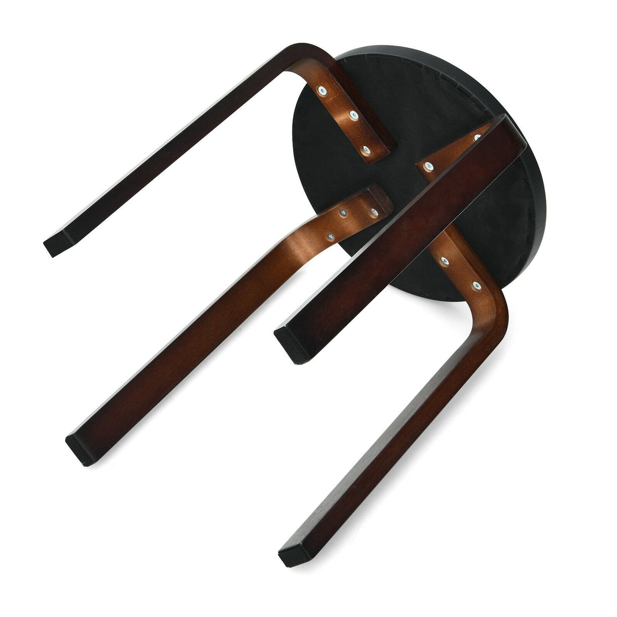 Set of 4 Bentwood Round Stool Stackable Dining Chairs with Padded Seat-Black view 9