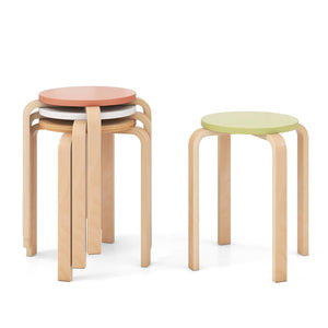 Set of 4 Bentwood Stackable Stools Dining Stools with Round Tops-Multicolor view 4