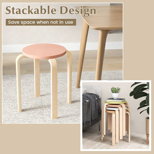 Set of 4 Bentwood Stackable Stools Dining Stools with Round Tops-Multicolor view 7