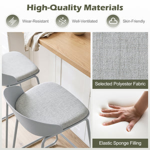 Set of 4 Counter Height Bar Stools with Curved Backrest and Metal Frame for Kitchen Dining-Gray view 5