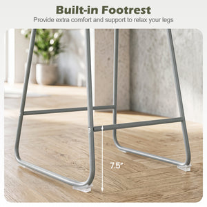 Set of 4 Counter Height Bar Stools with Curved Backrest and Metal Frame for Kitchen Dining-Gray view 7