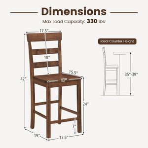 Set of 4 Counter Height Bar Stools with Rubber Wood Frame for Home Dining Room view 4