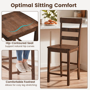 Set of 4 Counter Height Bar Stools with Rubber Wood Frame for Home Dining Room view 6