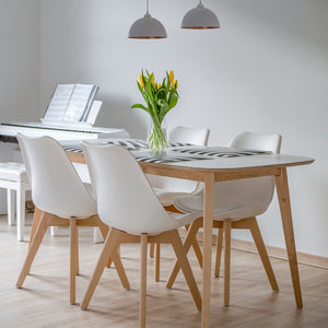 Set of 4 Dining Chairs Mid-Century Modern Shell PU Seat with Wooden Legs-White view 6