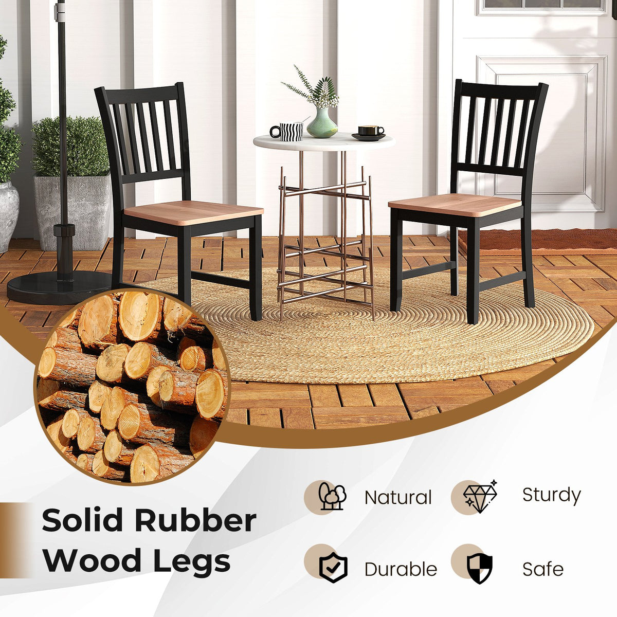 Set of 4 Dining Chair Spindle Back Wooden Legs view 7