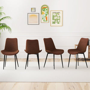 Set of 4 Dining Chair Upholstered with Metal Legs and Padded Backs-Brown view 3