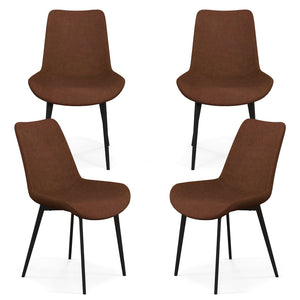 Set of 4 Dining Chair Upholstered with Metal Legs and Padded Backs-Brown view 4