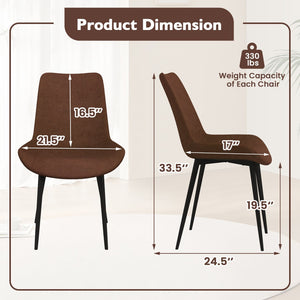 Set of 4 Dining Chair Upholstered with Metal Legs and Padded Backs-Brown view 5