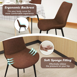 Set of 4 Dining Chair Upholstered with Metal Legs and Padded Backs-Brown view 8