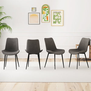 Set of 4 Dining Chair Upholstered with Metal Legs and Padded Backs-Gray view 3