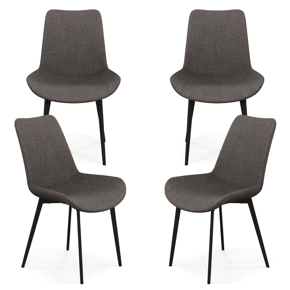 Set of 4 Dining Chair Upholstered with Metal Legs and Padded Backs-Gray view 4