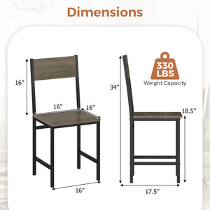 Set of 4 Dining Chairs with Metal Legs and Slanted Back-Gray view 4