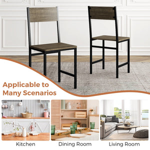 Set of 4 Dining Chairs with Metal Legs and Slanted Back-Gray view 8