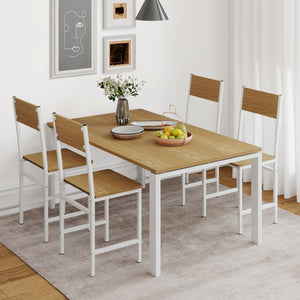 Set of 4 Dining Chairs with Metal Legs and Slanted Back-Natural view 2