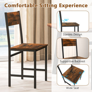 Set of 4 Dining Chairs with Metal Legs and Slanted Back-Rustic Brown view 5