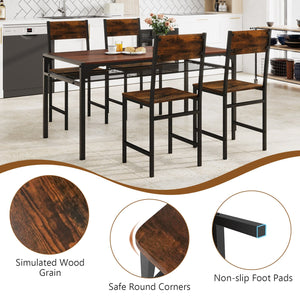 Set of 4 Dining Chairs with Metal Legs and Slanted Back-Rustic Brown view 7