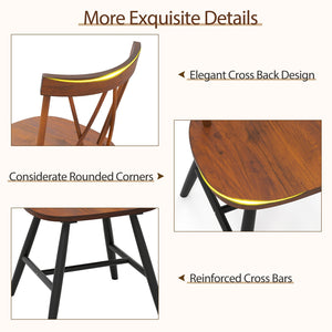 Set of 4 Dining Chairs with Rubber Wood Frame and Curved Cross Back-Dark Brown view 7