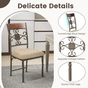 Set of 4 Dining Room Chairs Armless Kitchen Chairs Set with Seat Cushion view 4