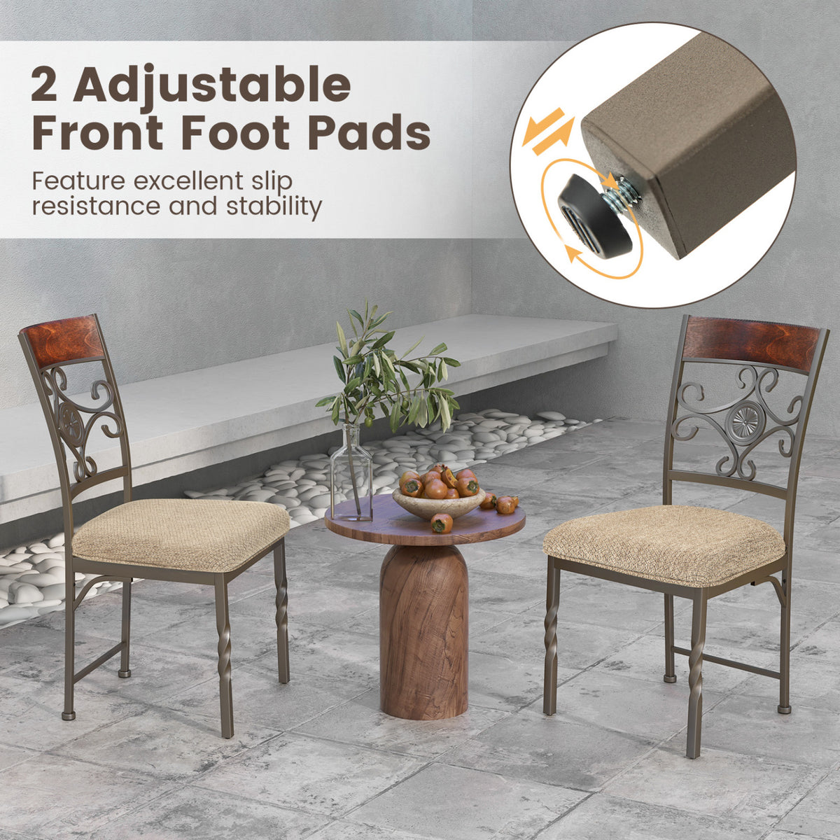 Set of 4 Dining Room Chairs Armless Kitchen Chairs Set with Seat Cushion view 9