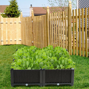 Set of 4 Elevated Flower Vegetable Herb Grow Planter Box-Brown view 8