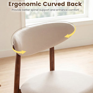 Set of 4 Fabric Upholstered Dining Chairs with Curved Backs-Beige view 6