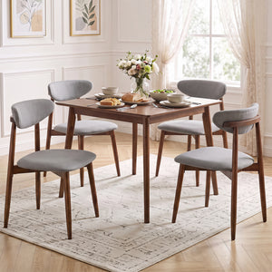 Set of 4 Fabric Upholstered Dining Chairs with Curved Backs-Gray view 2