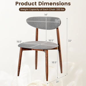 Set of 4 Fabric Upholstered Dining Chairs with Curved Backs-Gray view 3