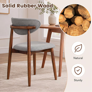 Set of 4 Fabric Upholstered Dining Chairs with Curved Backs-Gray view 5