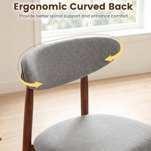 Set of 4 Fabric Upholstered Dining Chairs with Curved Backs-Gray view 6
